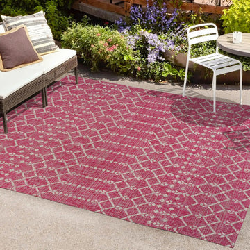 Ourika Moroccan Geometric Textured Weave Indoor/outdoor Rug